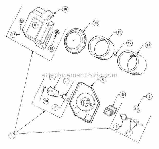 Air Intake And Filter Diagram and Parts List for LT2138 13A-214F710 Cub Cadet Lawn Tractor
